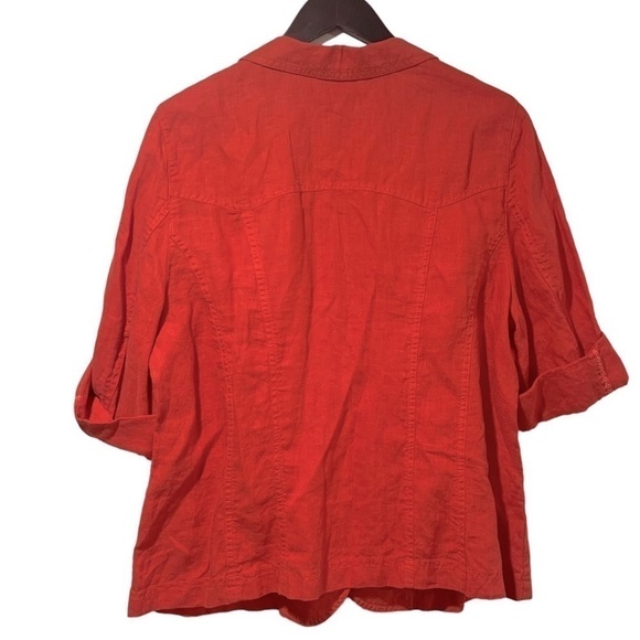 Olsen Red Linen Rolled Cuff Blazer - Picture 3 of 12